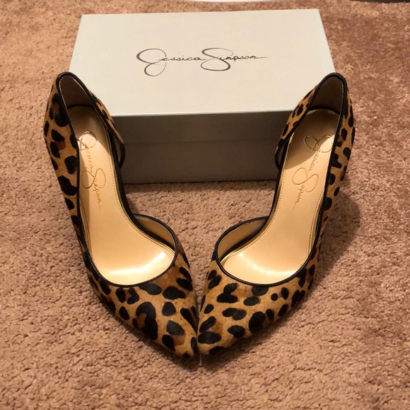 jessica simpson black leopard heels